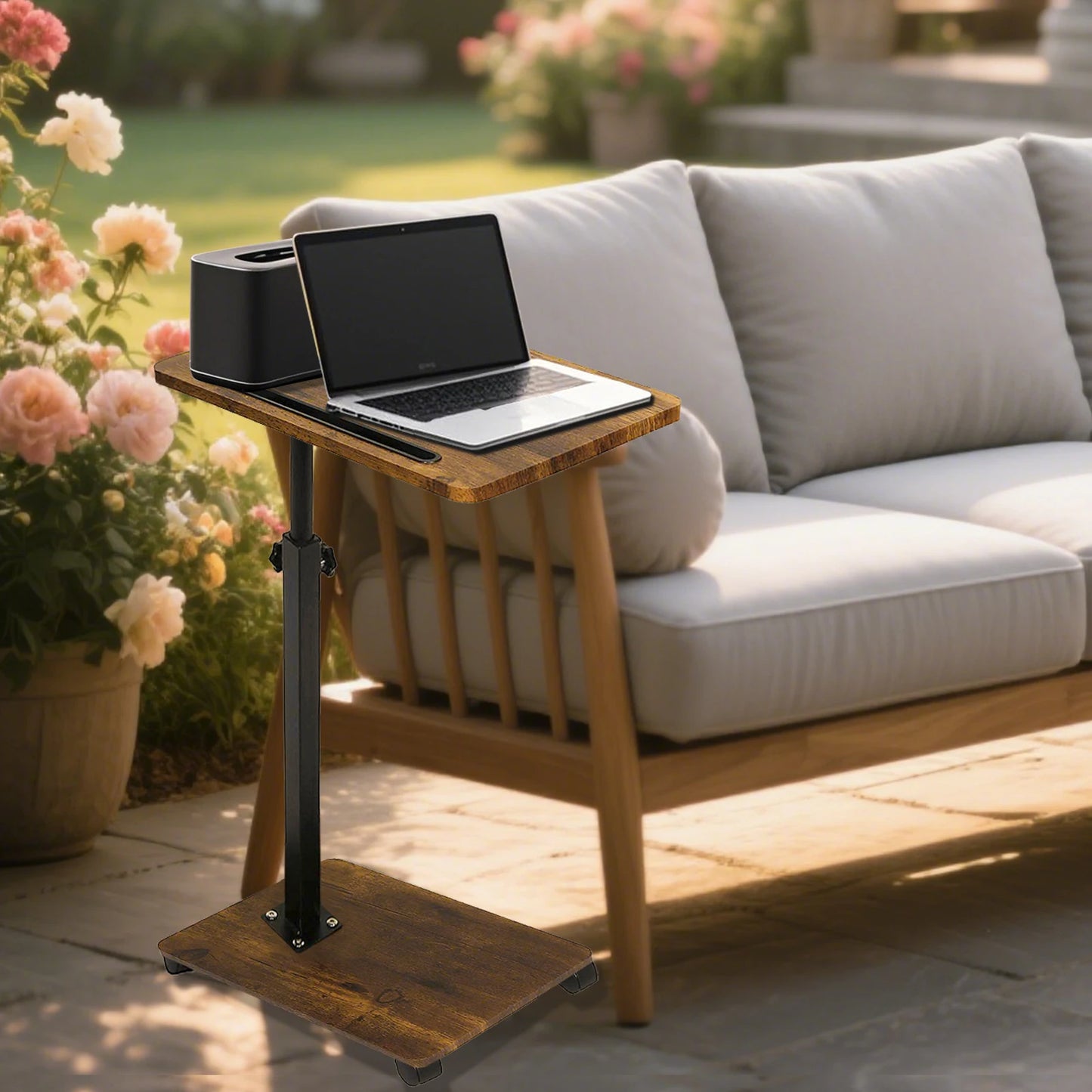 C Shaped Adjustable Side Table For Couch And Living Room