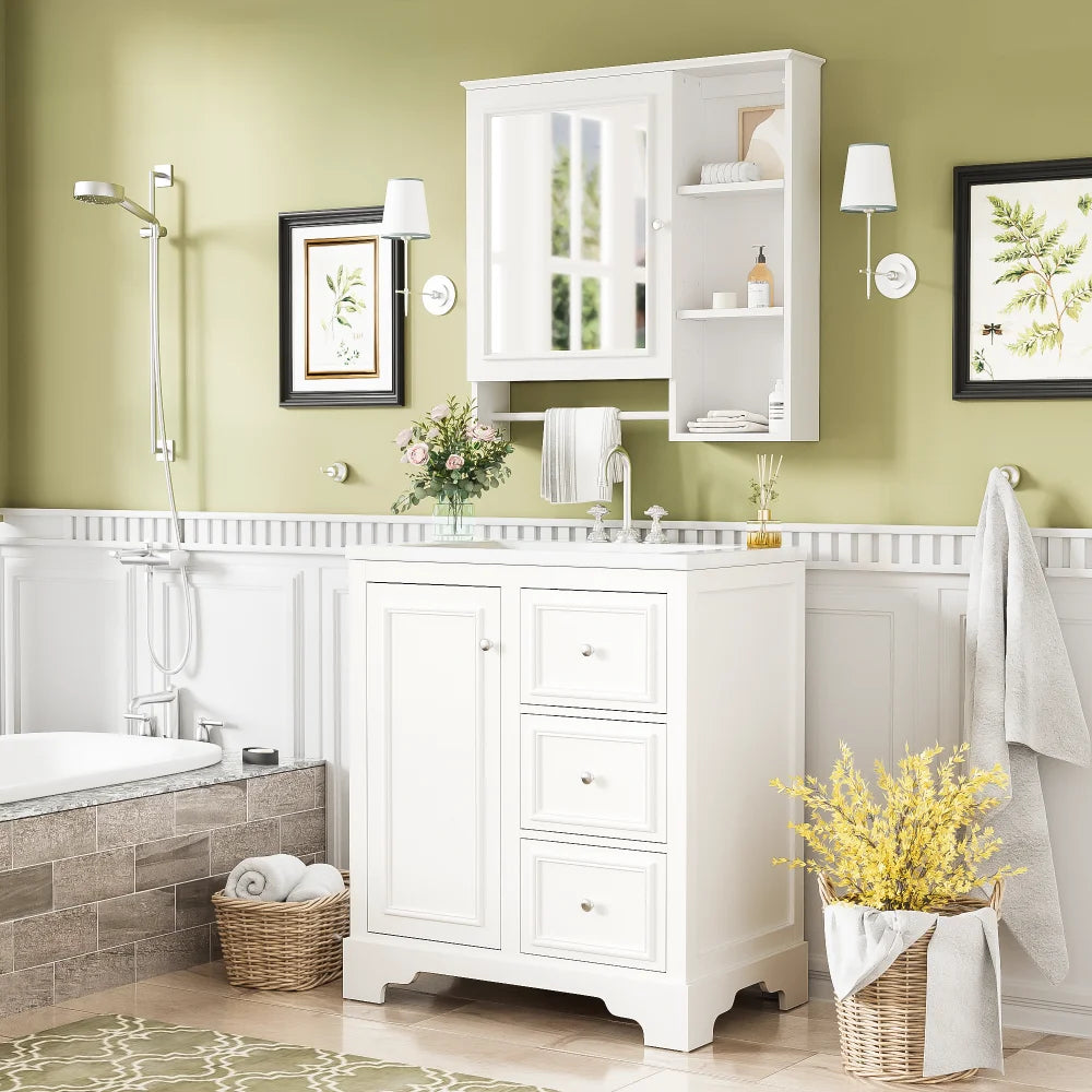 LWOHign Concerned Vanity With Sink Modern Storage Cabinet