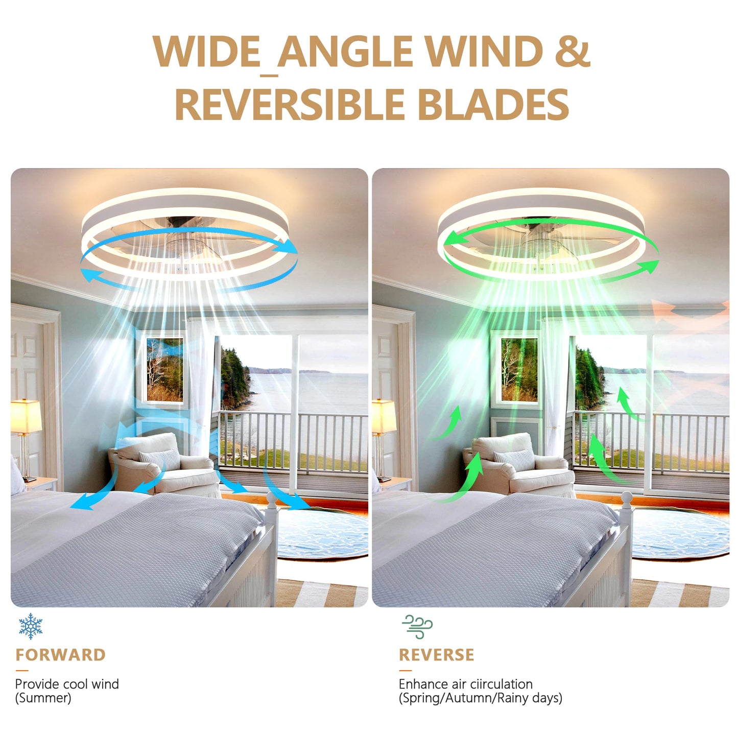 ARLGSITE Modern LED Ceiling Fan Light With Remote Control