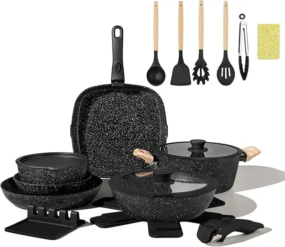 Iosn Ceramic Pots and Pans Set with Detachable Handles