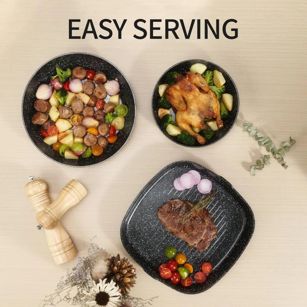 Iosn Ceramic Pots and Pans Set with Detachable Handles