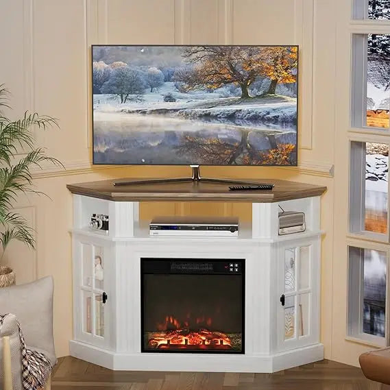 Color Fireplace Corner TV Stand With Electric Fireplace