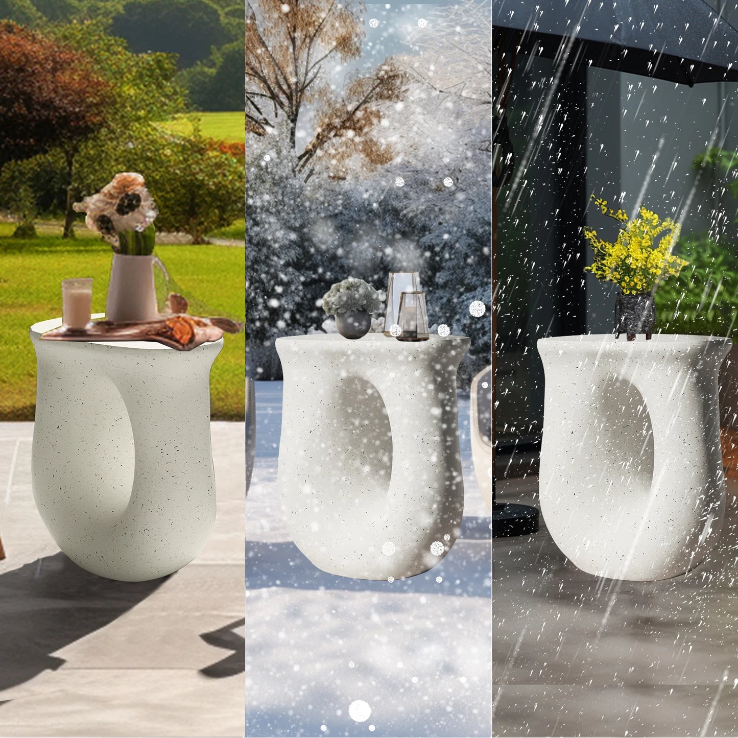 Folded U Shaped Geometric Side End Table Lightweight