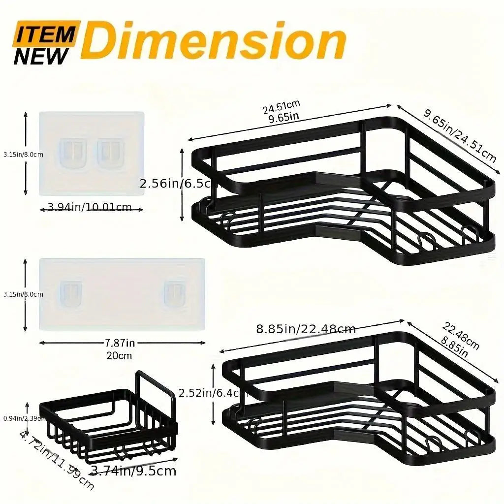 Hign-concerned Stainless Steel Adhesive Shower Caddy Set