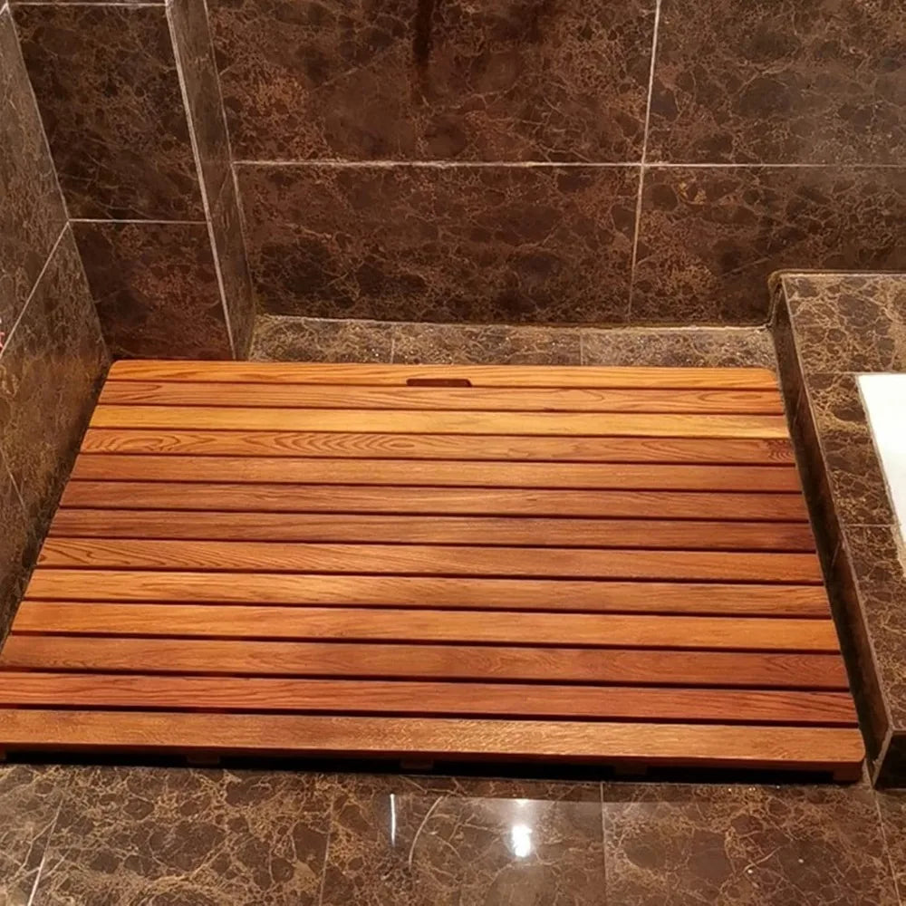 Hign Concerned Natural Wood Shower Bath Mat Cedar Non Slip