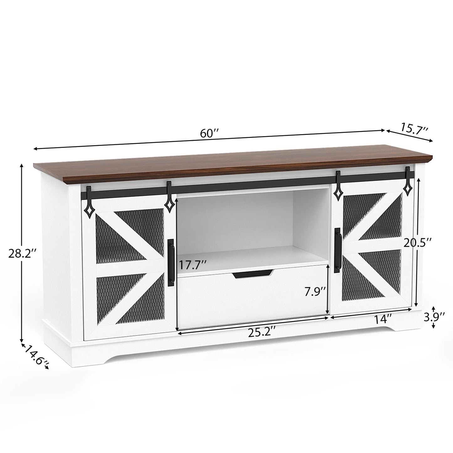 VOWNER Modern TV Stand With Drawer And Storage Cabinets