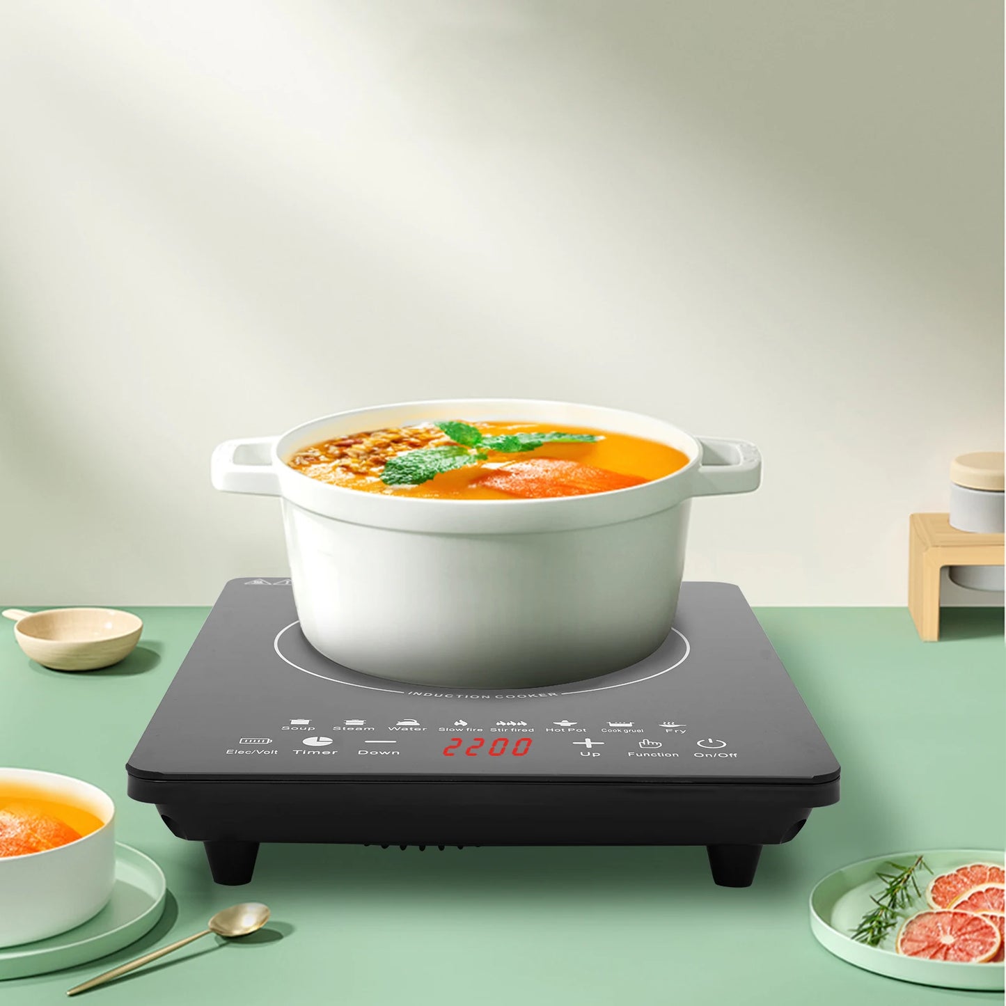 Electric Induction Cooktop with Fast Heat-Up and Auto Shut-Off
