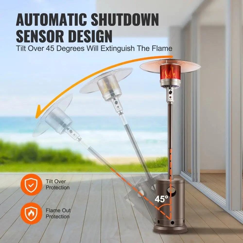 Outdoor Propane Patio Heater 50000BTU Tall Bronze Table Heat Lamp for Garden Deck Party