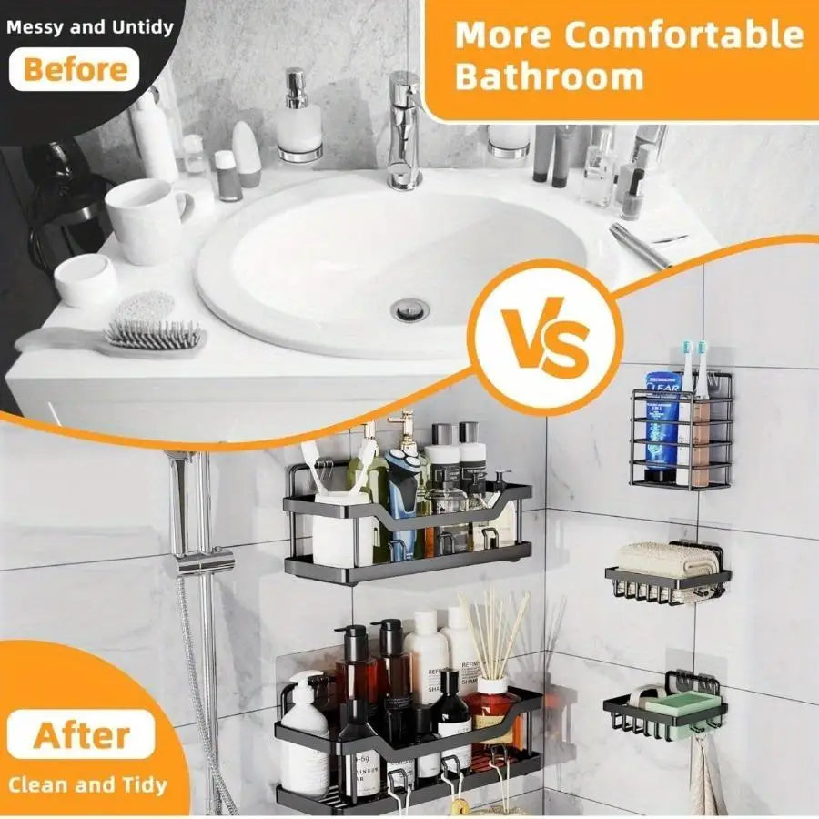 Hign-concerned Stainless Steel Adhesive Shower Caddy Set