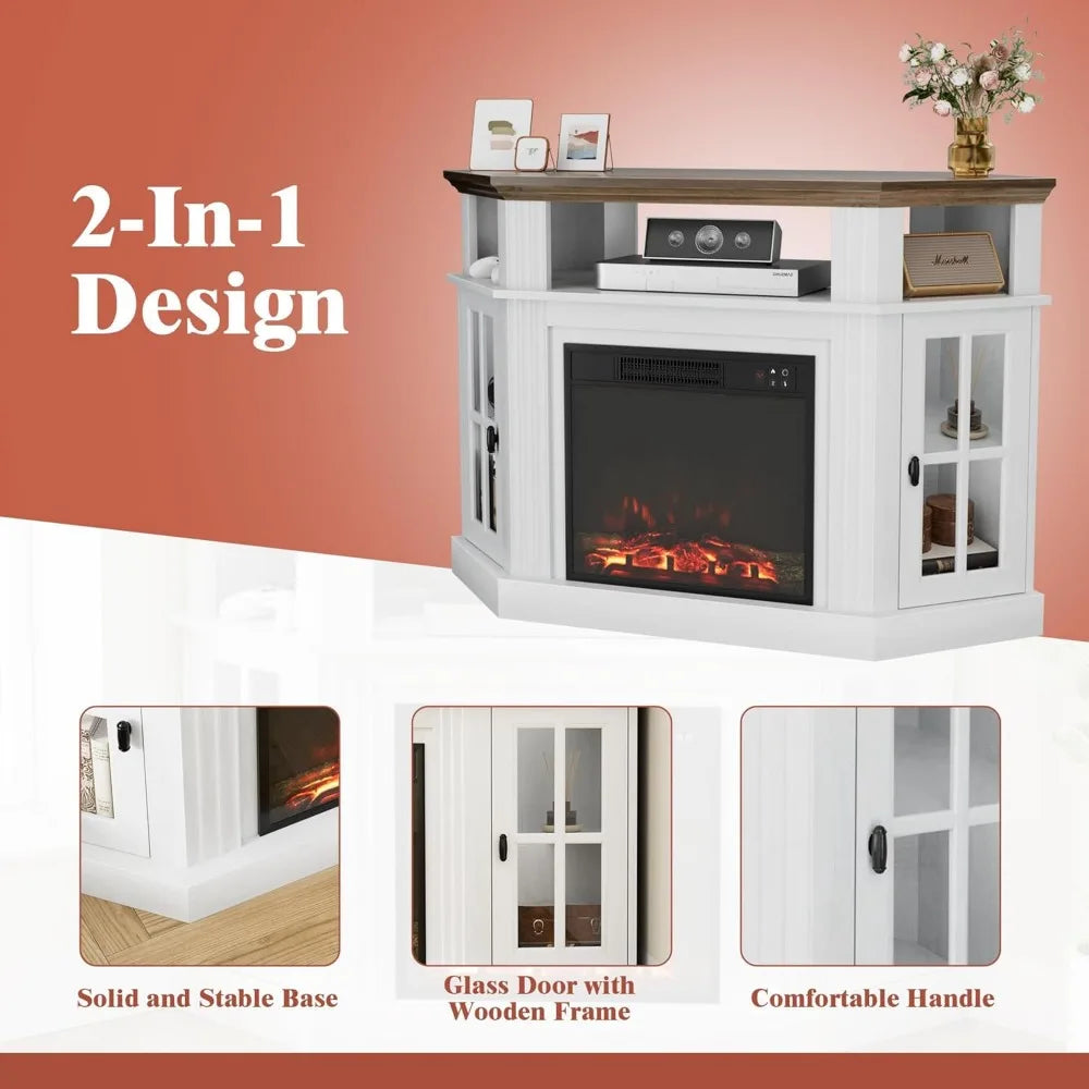 Color Fireplace Corner TV Stand With Electric Fireplace