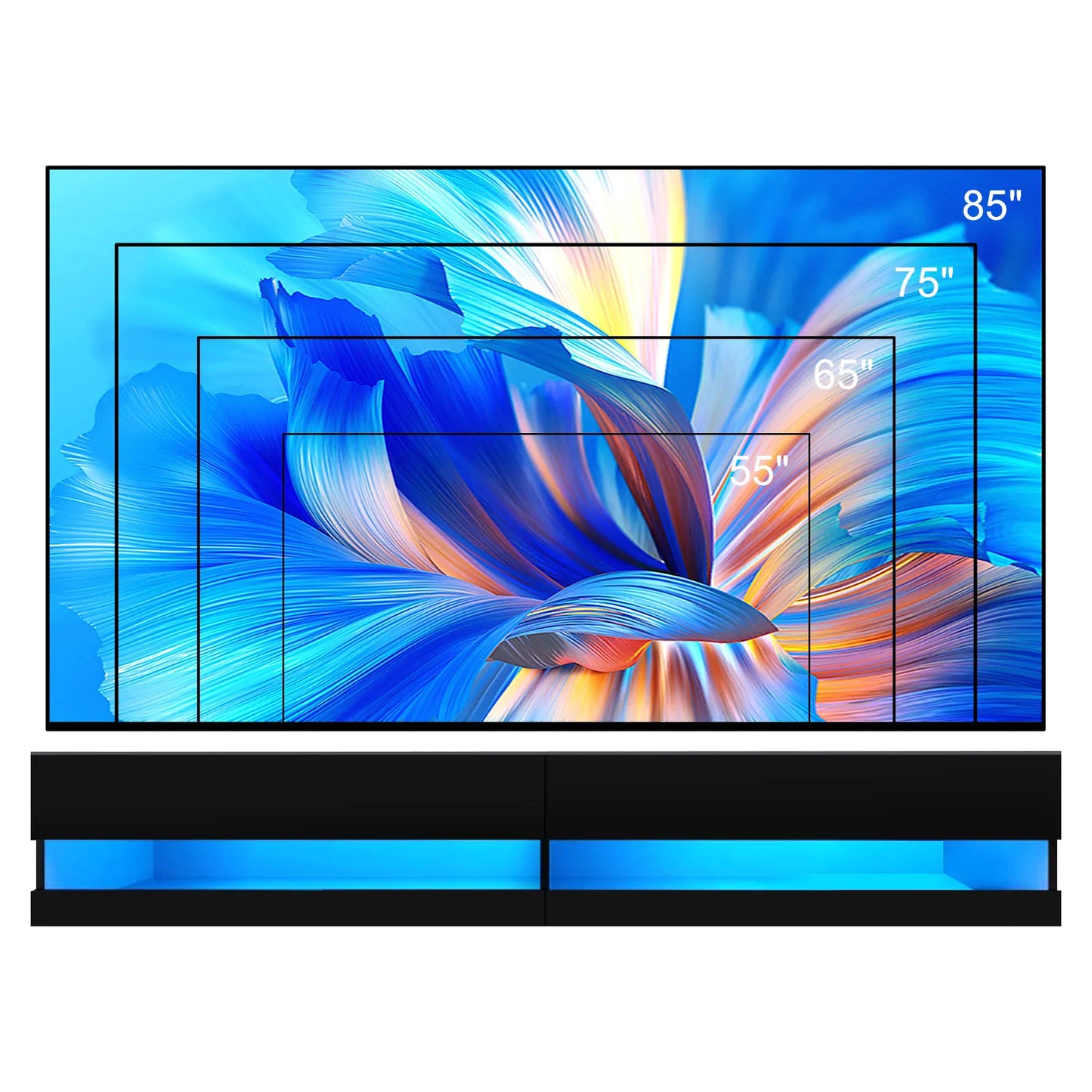 QiaoShiRen Floating TV Stand Wall Mount Modern High Gloss