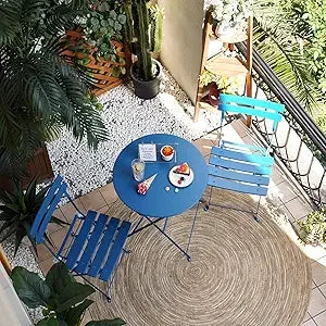 Abo 3 Piece Folding Bistro Set Outdoor Patio Table Chairs