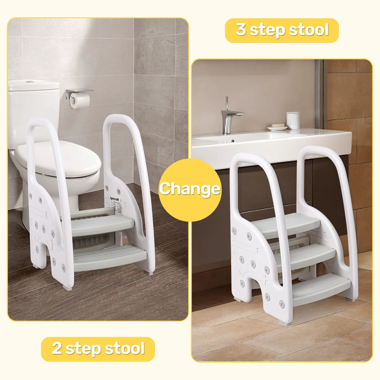 Hign Concerned Toddler Step Stool With Handles Dual Tier