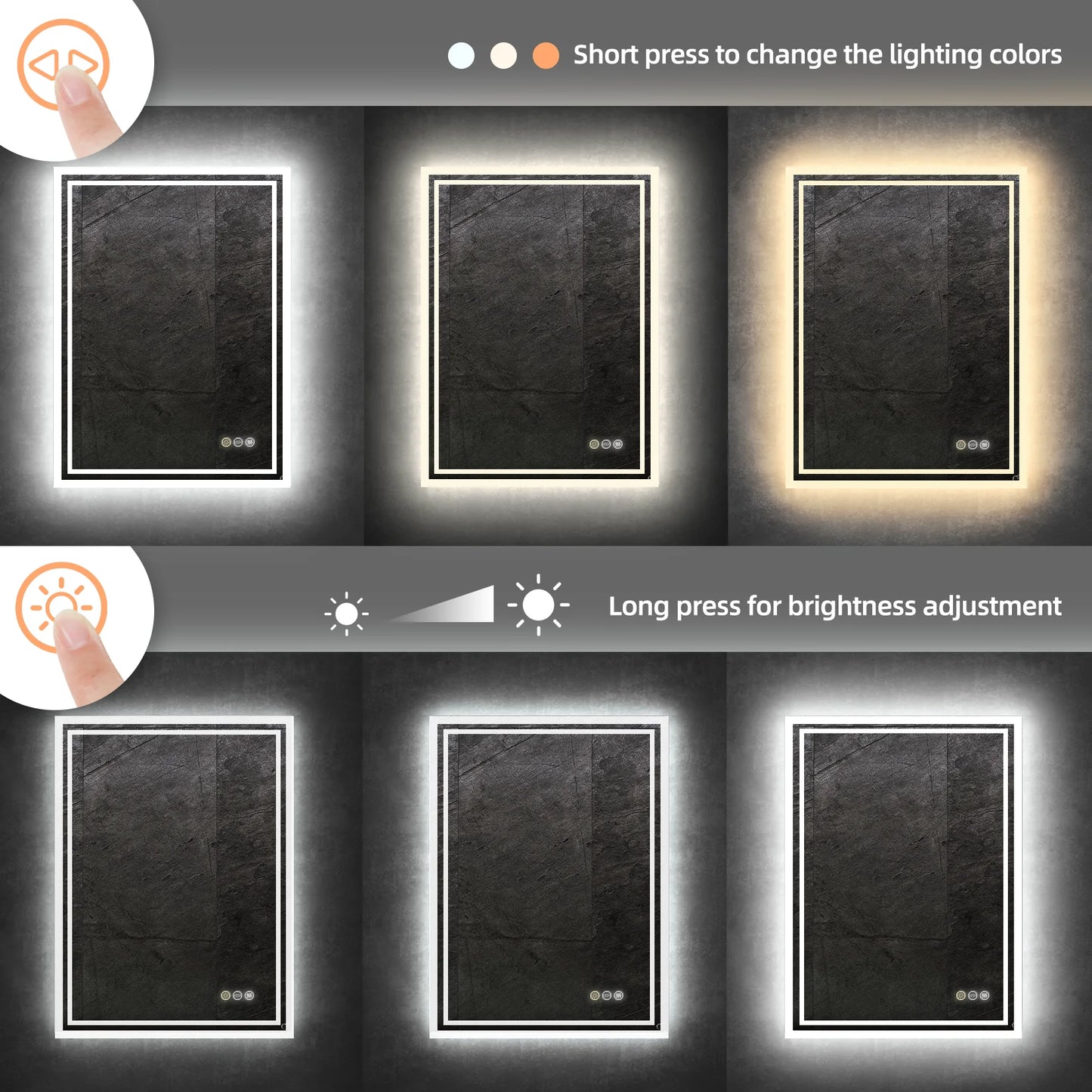 Wisfor LED Backlit Frameless Bathroom Vanity Mirror With Anti Fog