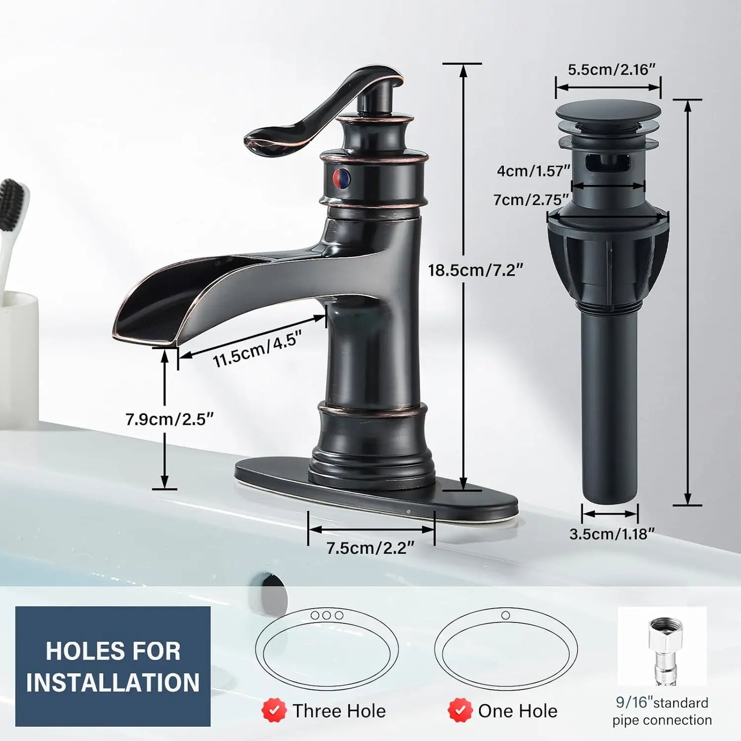 Quyanre Waterfall Faucet Single Handle Lavatory Mixer