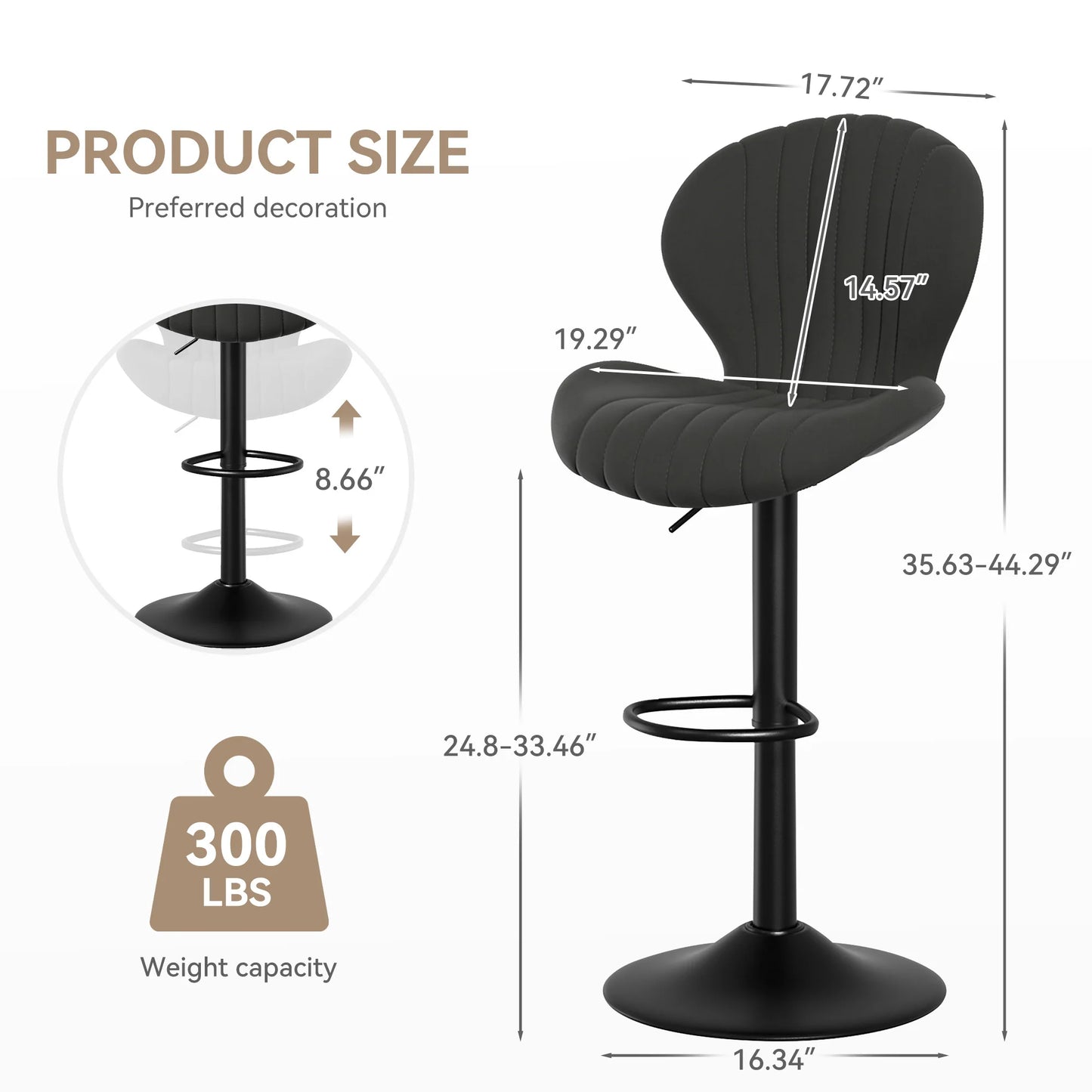 General Use Modern Dining Chair 2 Piece Adjustable Rotating