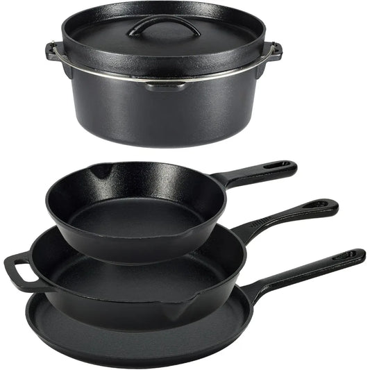 Amazon Basics Cast Iron Preseasoned 5 Piece Cookware Set