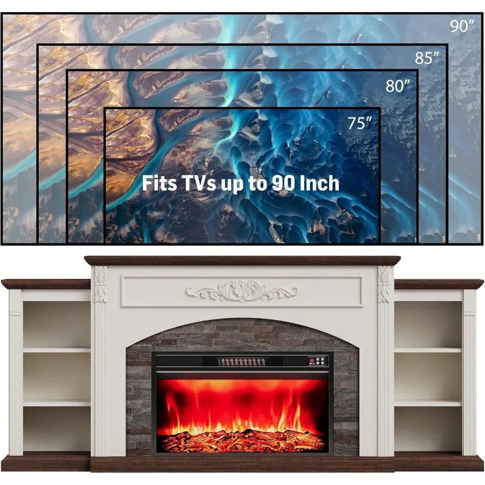 Electric Fireplace With Mantel TV Stand Modern Center