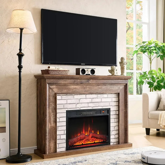 XMSJ Electric Fireplace Mantel TV Stand With Remote