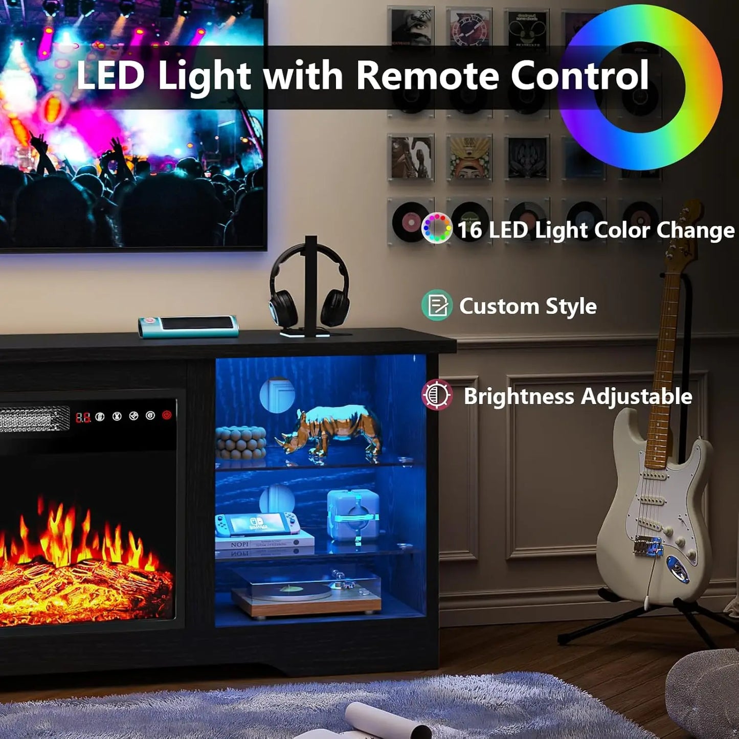 XMSJ Fireplace TV Stand Modern Entertainment Center