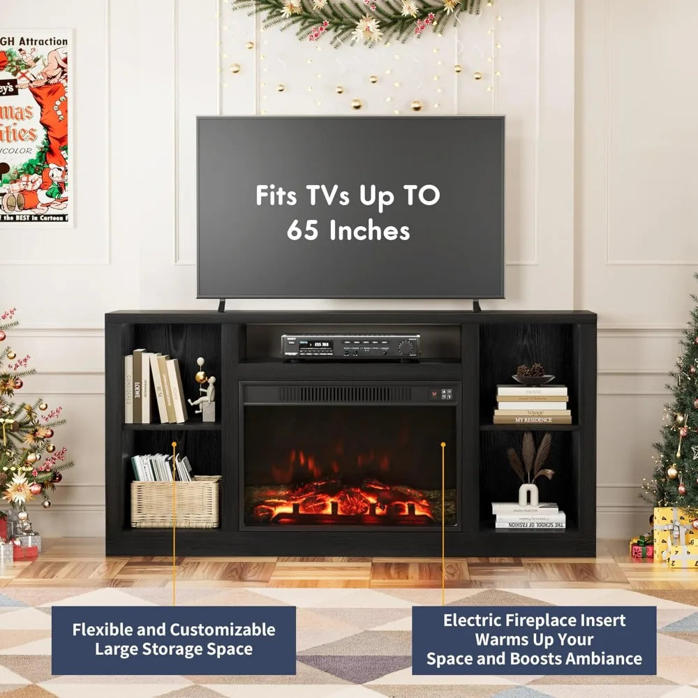 Color Fireplace TV Stand With Electric Fireplace And Media