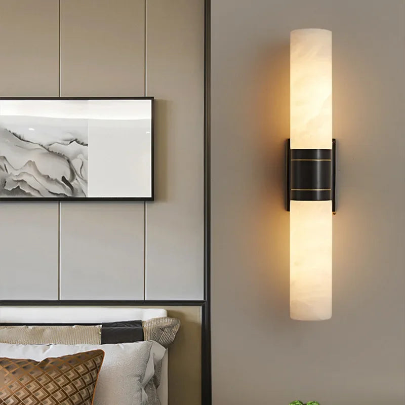 Luxury Marble LED Wall Lamp Copper Wall Light Indoor Villa