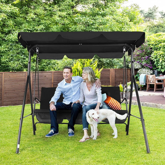 3-Seat Patio Swing Chair with Adjustable Canopy for Relaxing Outdoors