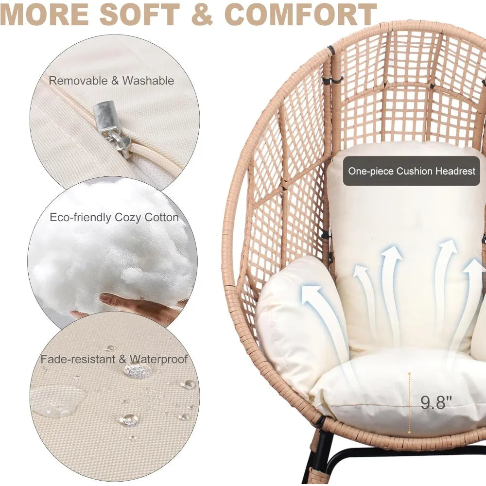 Outdoor Egg Chair Wicker With Stand Lounger Cushion Patio
