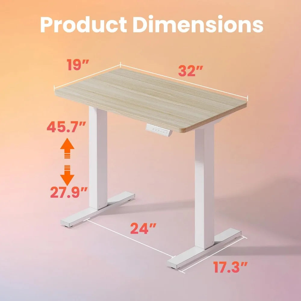 Adjustable 32 Inch Small Electric Standing Desk with Memory Height Settings