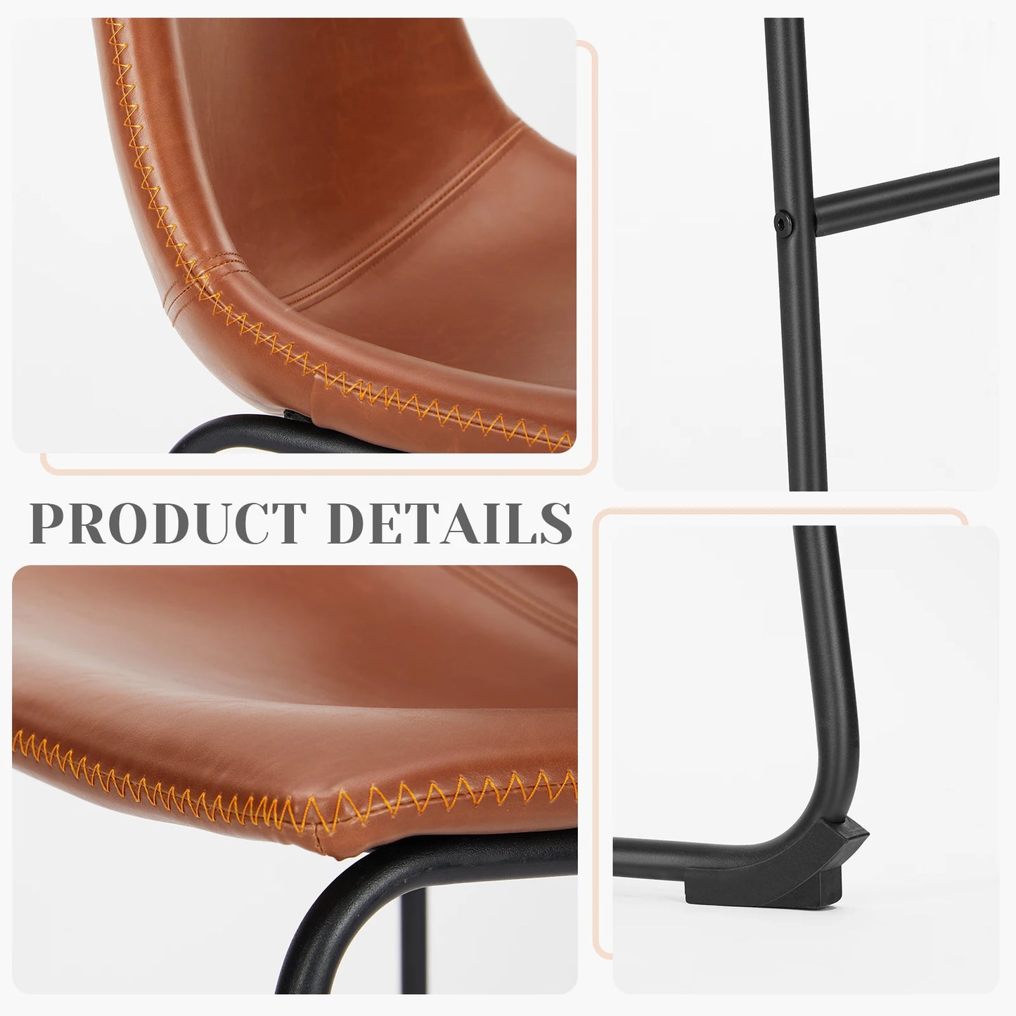 JHK Pu Leather Bar Stools Modern Chairs For Kitchen Island