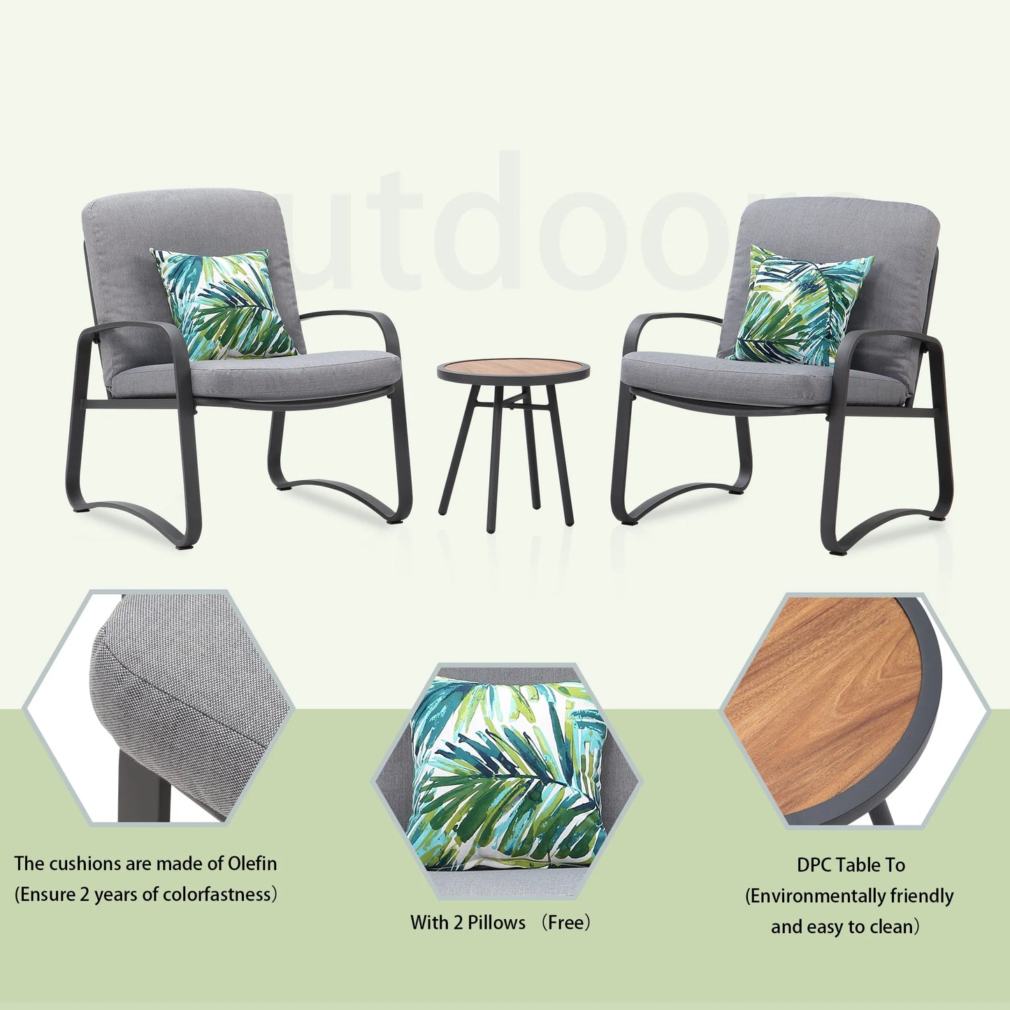 Naga Bahna 3 Piece Rocking Bistro Set Outdoor Wicker Table