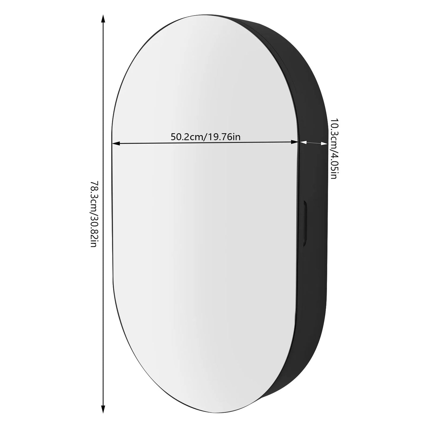 3-Tier Wall Mounted Mirror Cabinet Oval Cabinet Bathroom Mirror for Storage