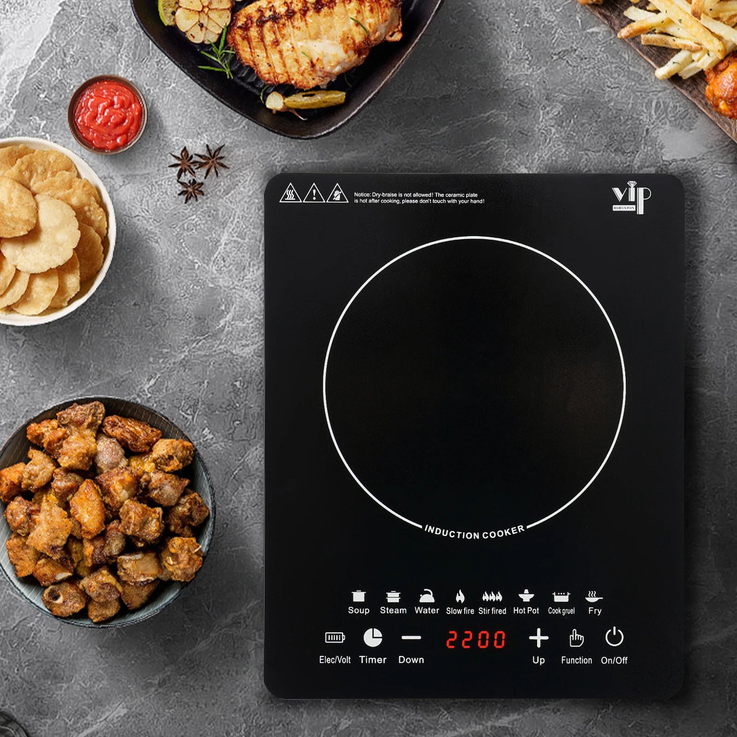 Electric Induction Cooktop with Fast Heat-Up and Auto Shut-Off