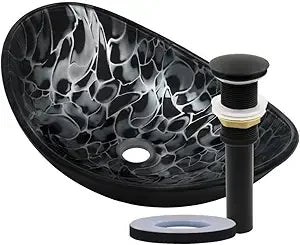 MNO G1308210 Oval Tempered Glass Vessel Bathroom Sink