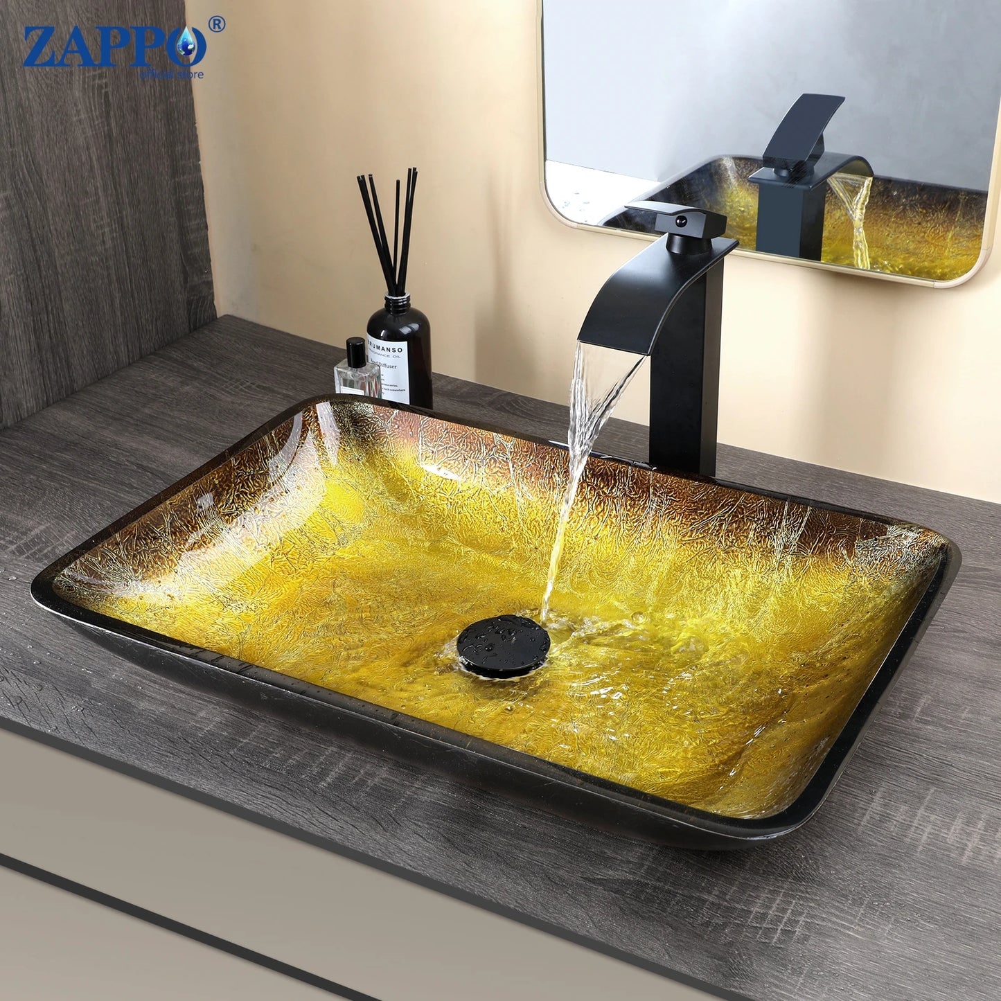 Torayvino Tempered Glass Basin Sink With Faucet Tap