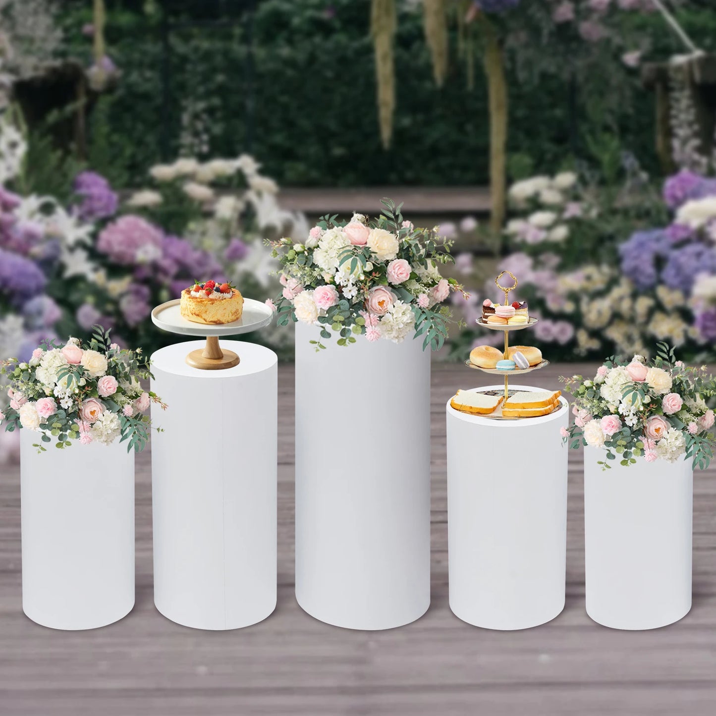 Fujian Round Cylinder Wedding Pedestals Stands Pillars