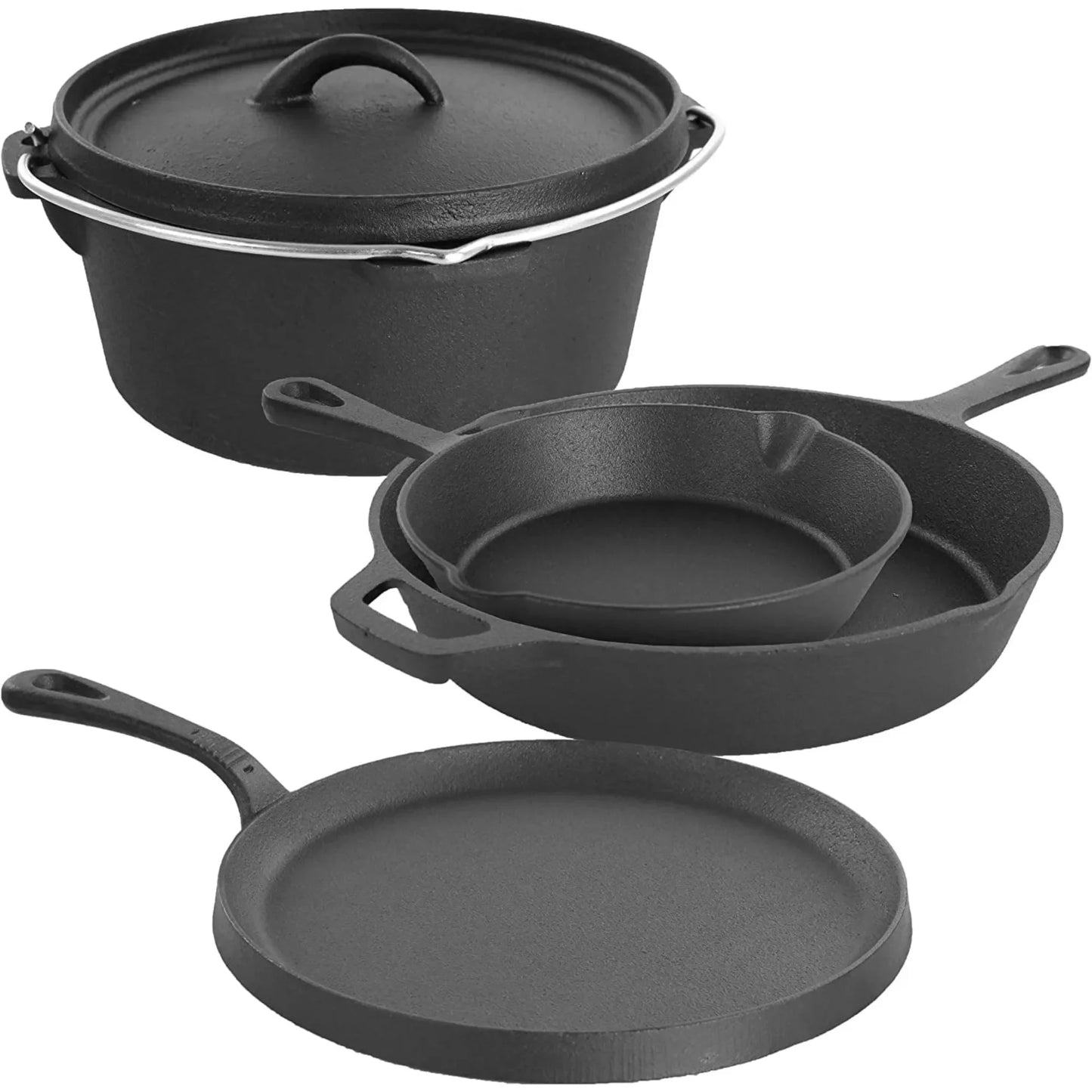 Hign Concerned Preseasoned Cast Iron 5 Piece Cookware Set