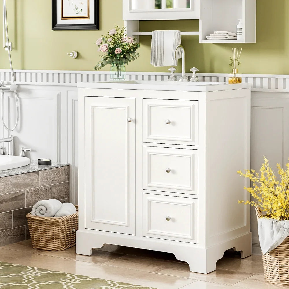 LWOHign Concerned Vanity With Sink Modern Storage Cabinet