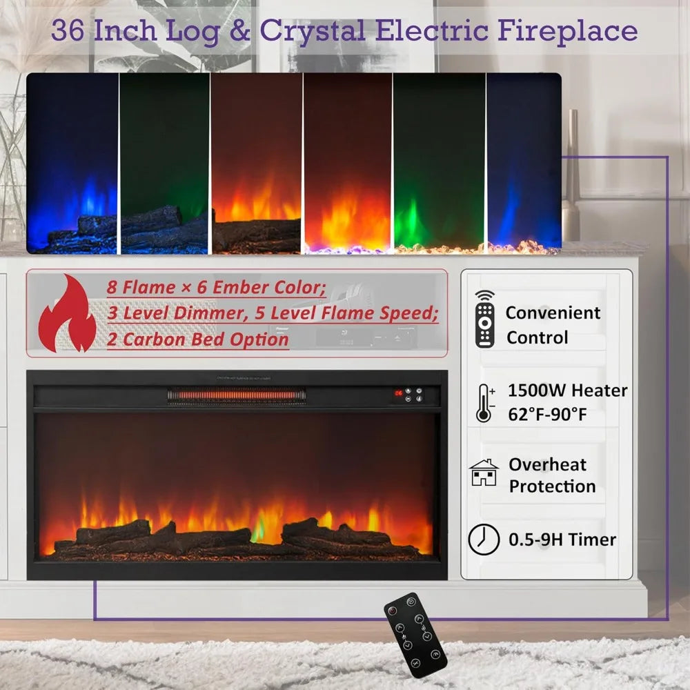 Zhuxiang Fireplace TV Stand Electric Console Drawer
