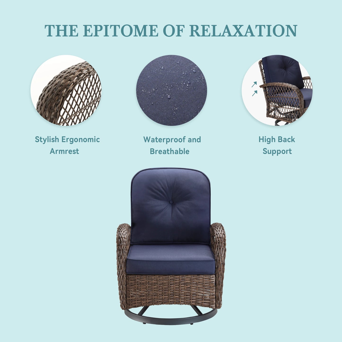 HOOMIC 3 Piece Patio Furniture Set Outdoor Rocking Chairs