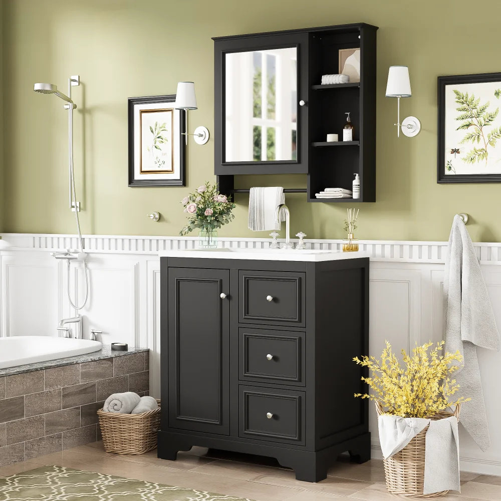 LWOHign Concerned Vanity With Sink Modern Storage Cabinet
