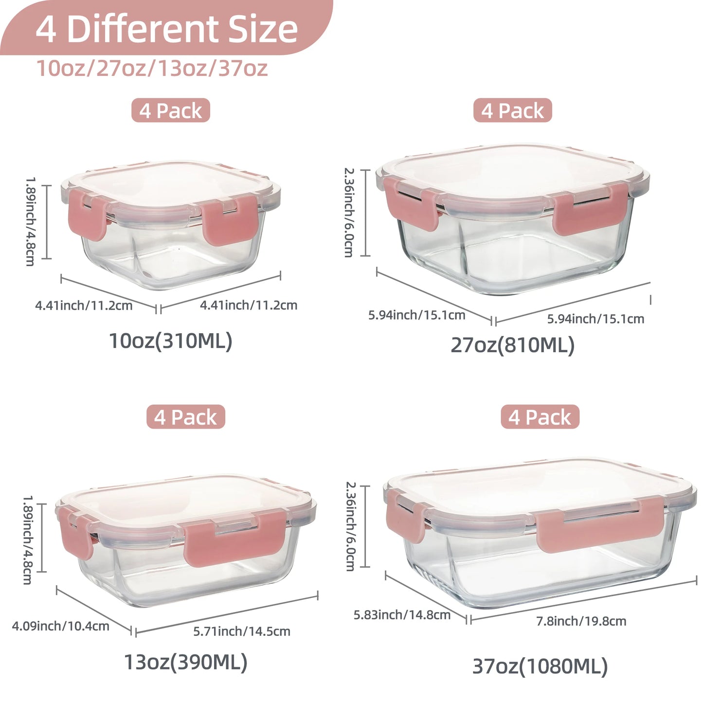 Glass Food Storage Containers Set 16 Piece Leakproof Airtight BPA Free Microwave Oven Safe