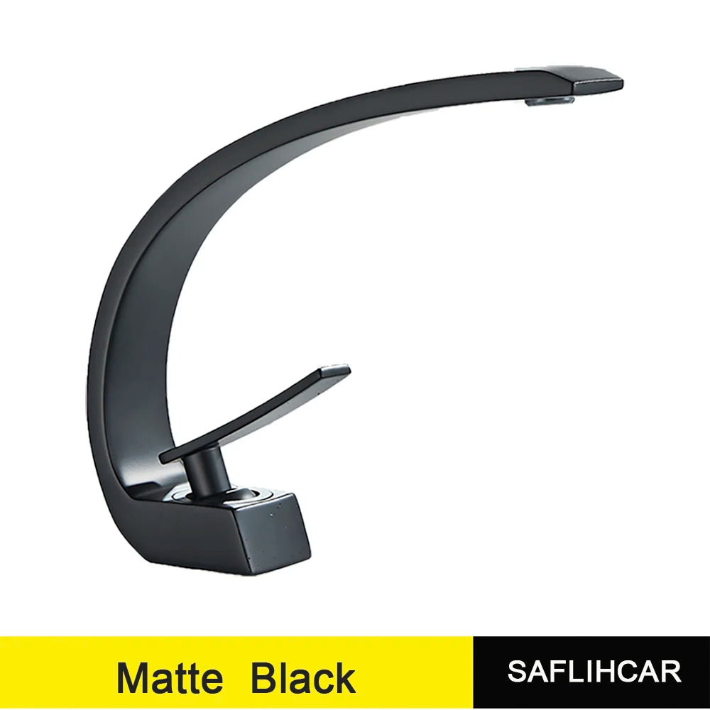 SAFLIHCAR Polished Golden Bathroom Faucet Hot Cold Mixer