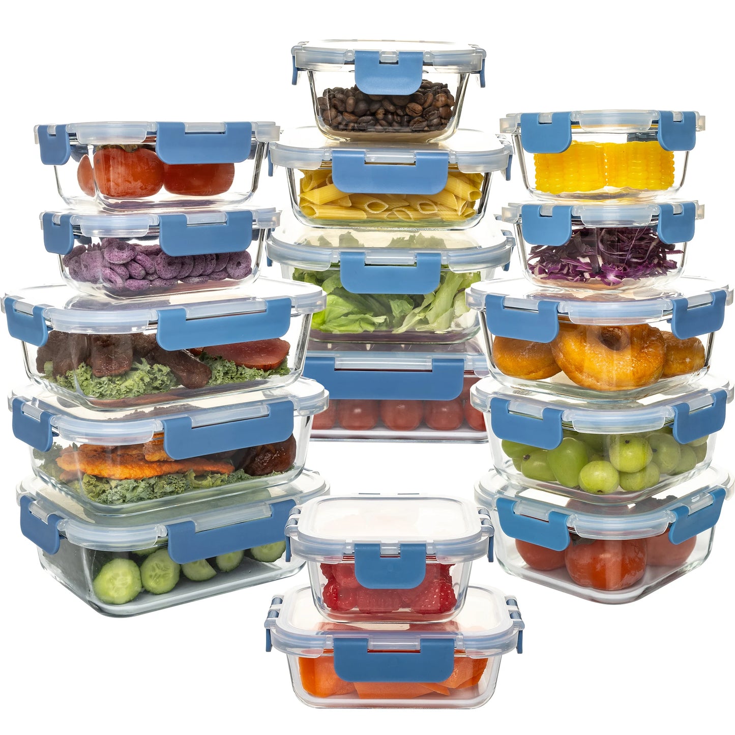 Glass Food Storage Containers Set 16 Piece Leakproof Airtight BPA Free Microwave Oven Safe