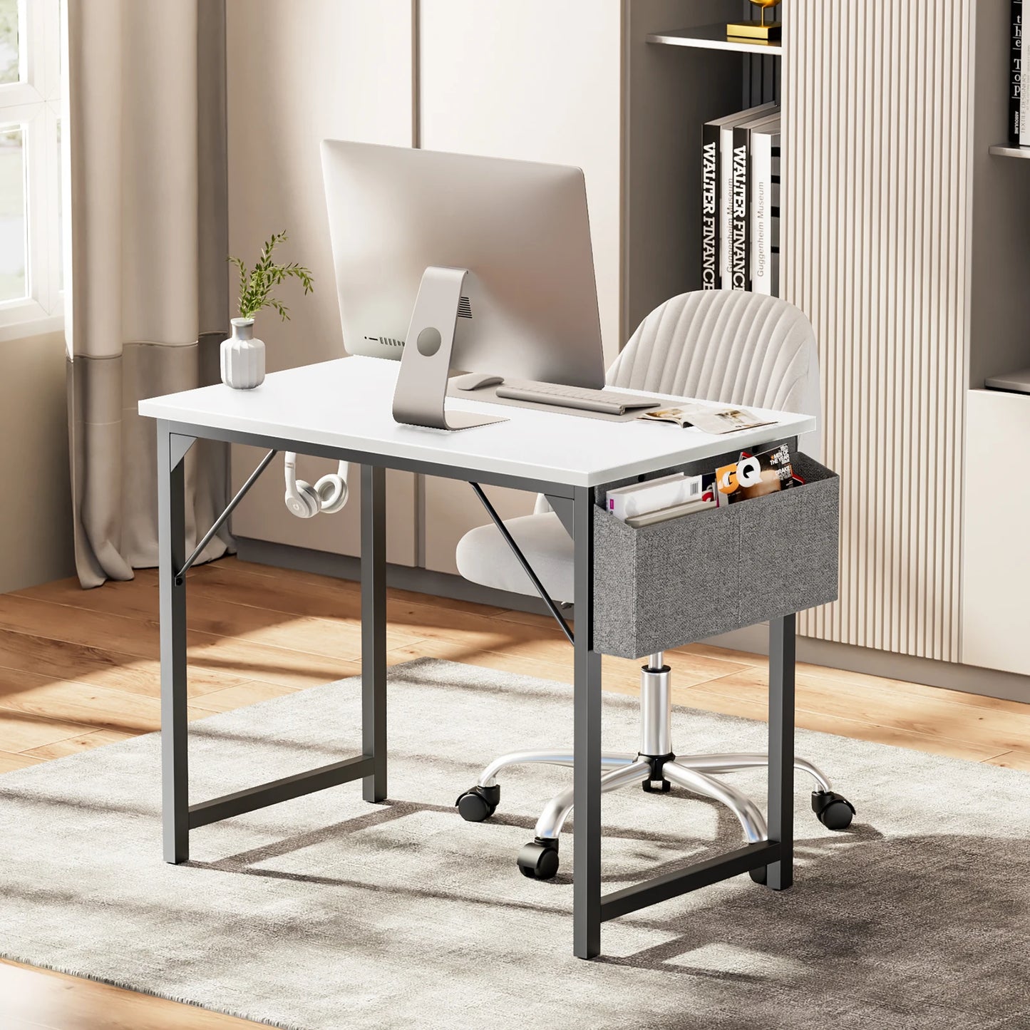 JHK Computer Desk Study Table With Side Bag Headphone Hook