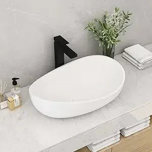 Oval Vessel Stone Resin Modern Art Sink Matte Finish