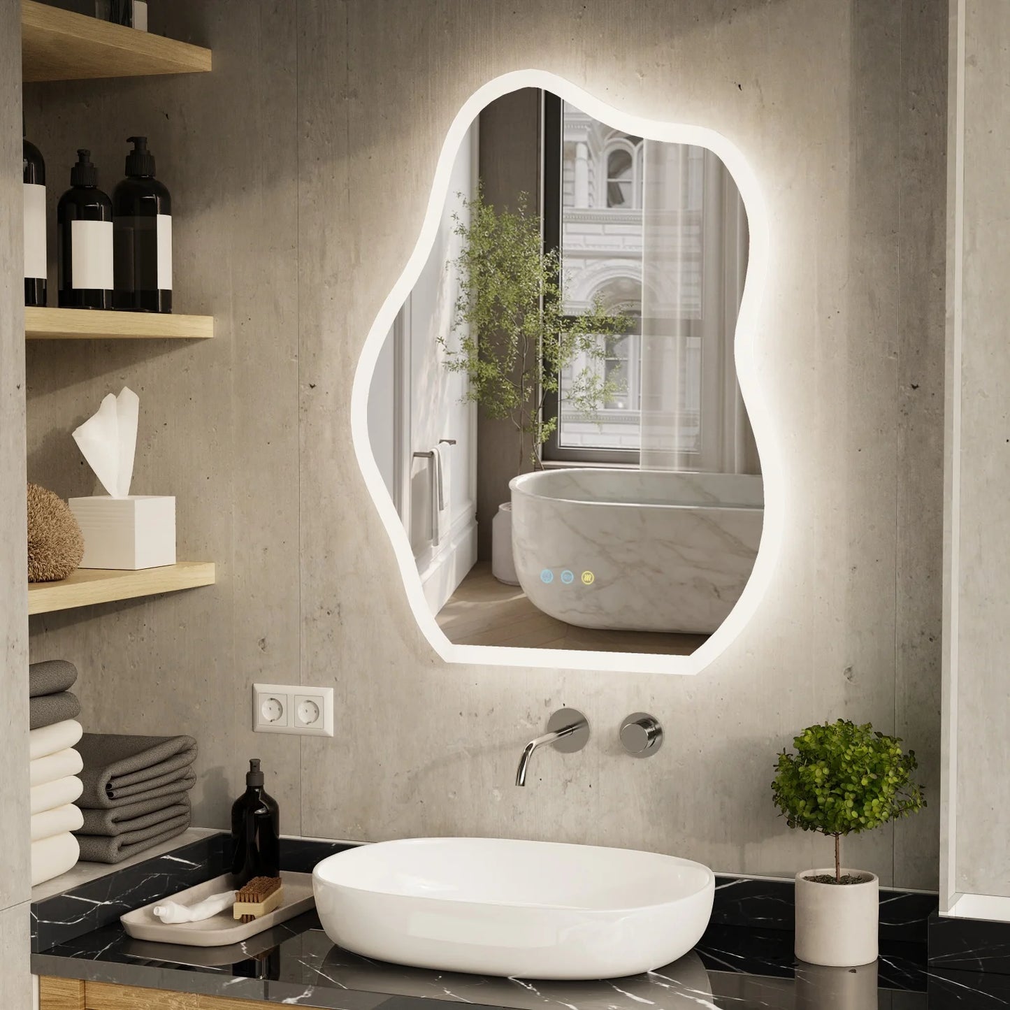 Feature LED Bathroom Mirror Backlit Dimmable Defogging