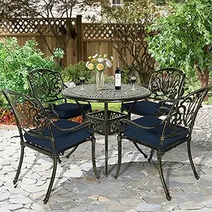 Modern 5-Piece Outdoor Patio Dining Set with Cushions