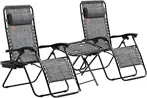 Color Zero Gravity Chair Set With Side Table Outdoor