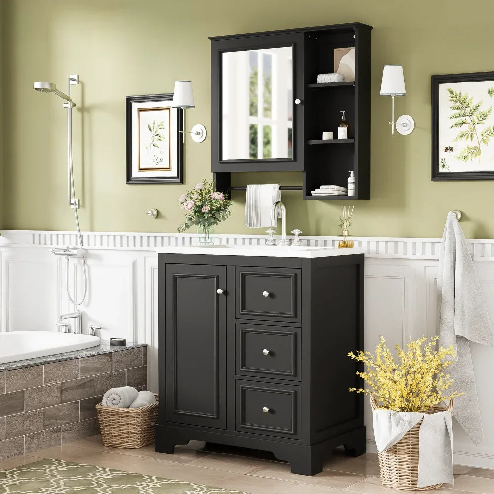 LWOHign Concerned Vanity With Sink Modern Storage Cabinet